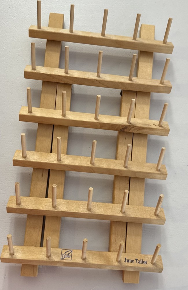 June Tailor Thread Spool Rack Free standing 30 Spools Wood Folding