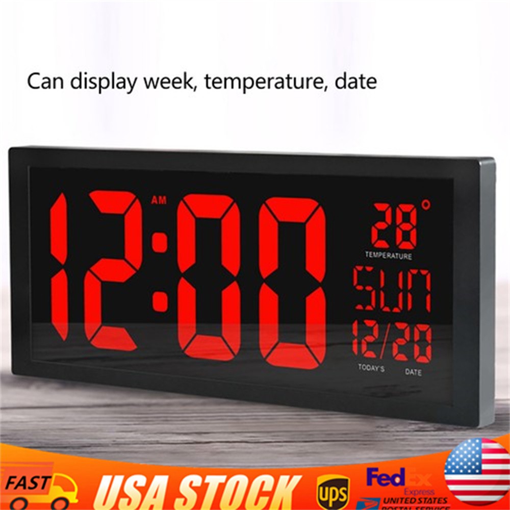Digital Wall Clock Large Display with Time Date Temperature LED Digital