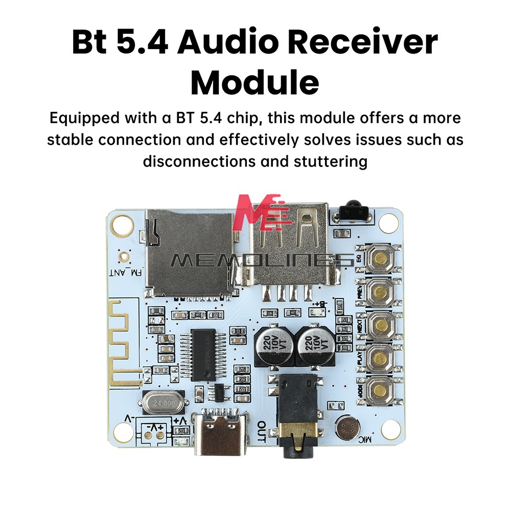 Bluetooth 5.4 Audio Receiver Board mp3 Lossless Decoder Decoding Module Type C