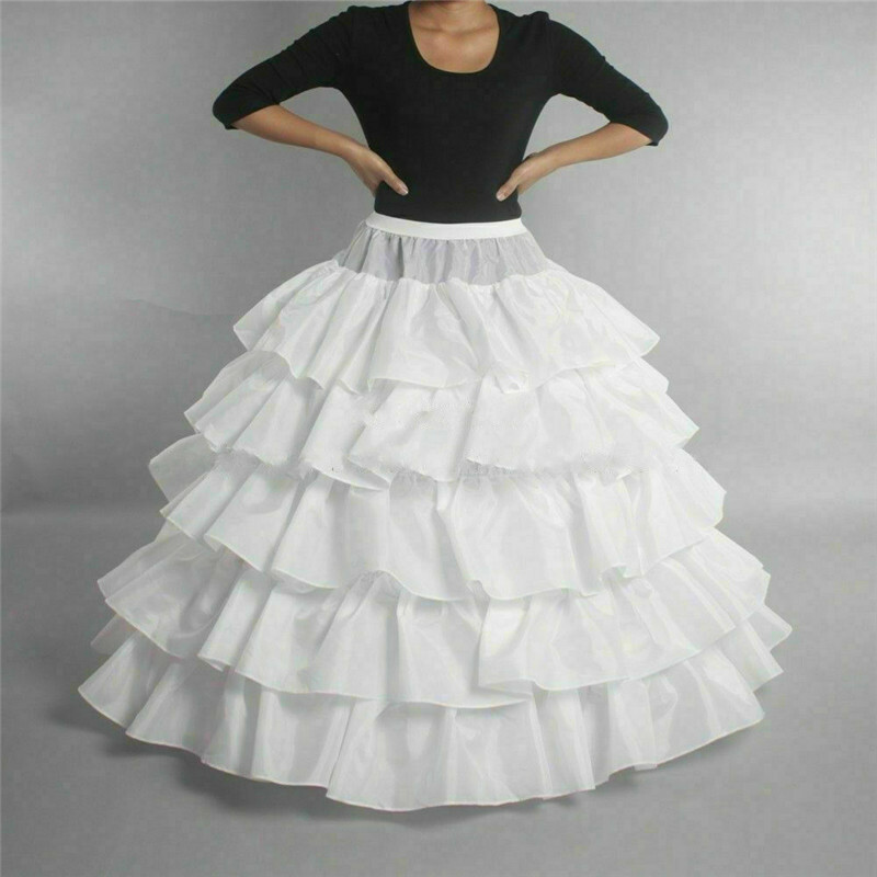 Women White Bridal Petticoat Hoop Skirt Crinoline Slip Wedding Gown Underskirt