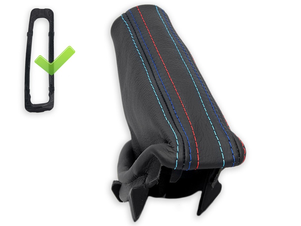 FOR BMW E60 E61 2003-2010 HANDBRAKE BOOT GAITER LEATHER STITCH MPOWER + FRAME