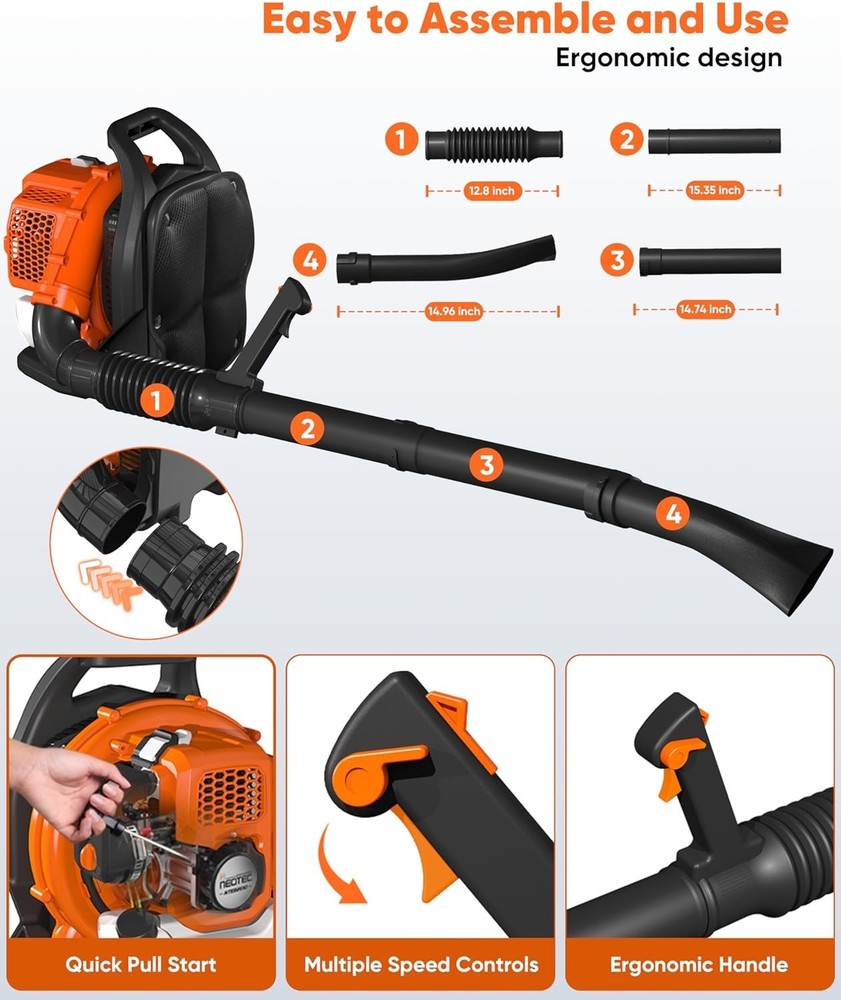 52CC 2-stroke Engine Gasoline Backpack Leaf Blower Gas Snow Lawn Blower 564CFM