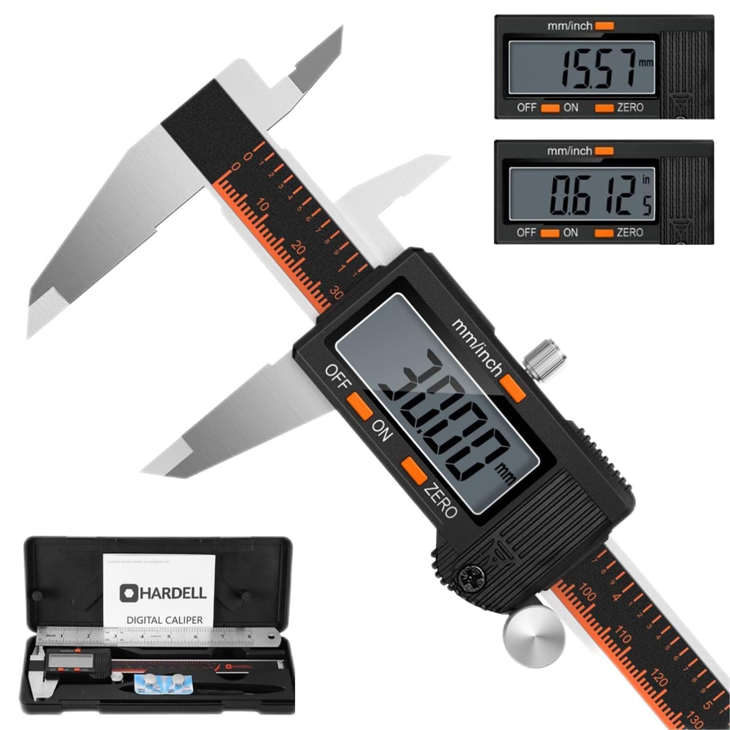 HARDELL Digital Caliper, 6 Inch Stainless Steel Caliper Measuring Tool with Larg