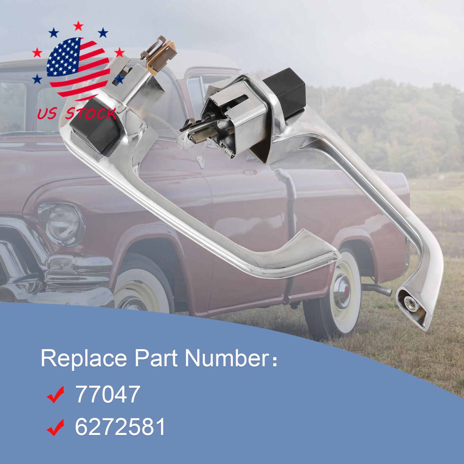 Set 2× Chrome Outer Outside Exterior Door Handle Pair for Chevy GMC Pickup Truck