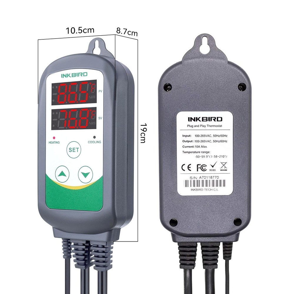 Inkbird ITC-308 Digital Temperature Controller Outlet Green, White, Grey