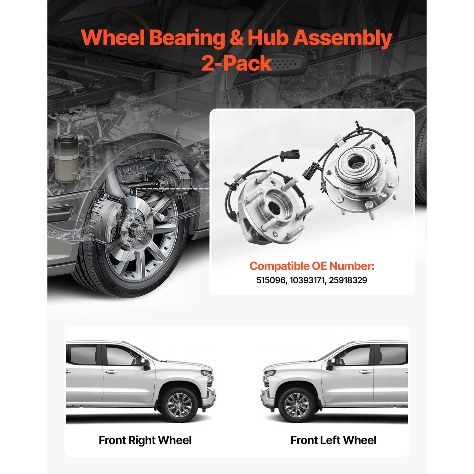 2X Front Wheel Bearing Hubs Assembly for Chevy Trailblazer Envoy Bravada Rainier