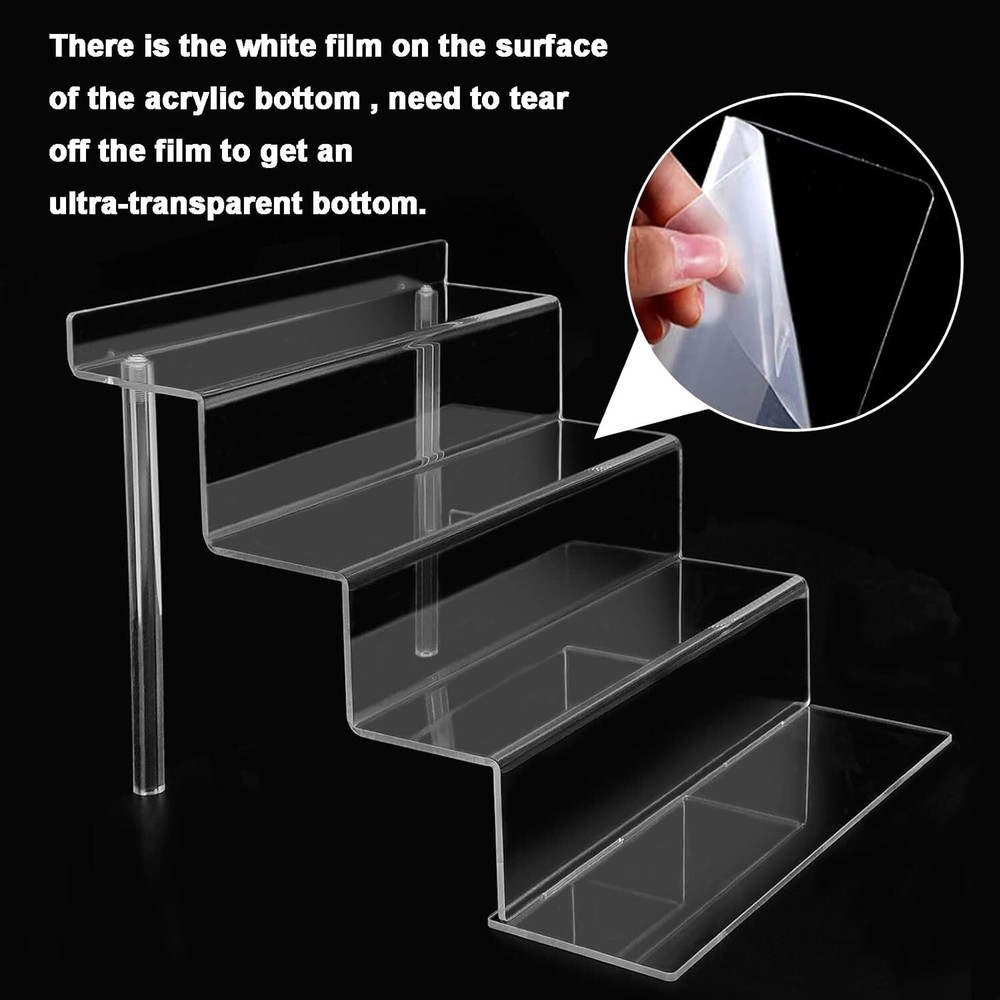 2 Sets 4 Tier 9” Acrylic Riser Display Shelf Clear Risers for Display Clear NEW