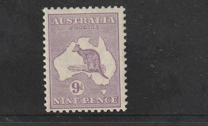 STAMPS AUST KANGAROO 9d VIOLET S MULTI WMK MLH