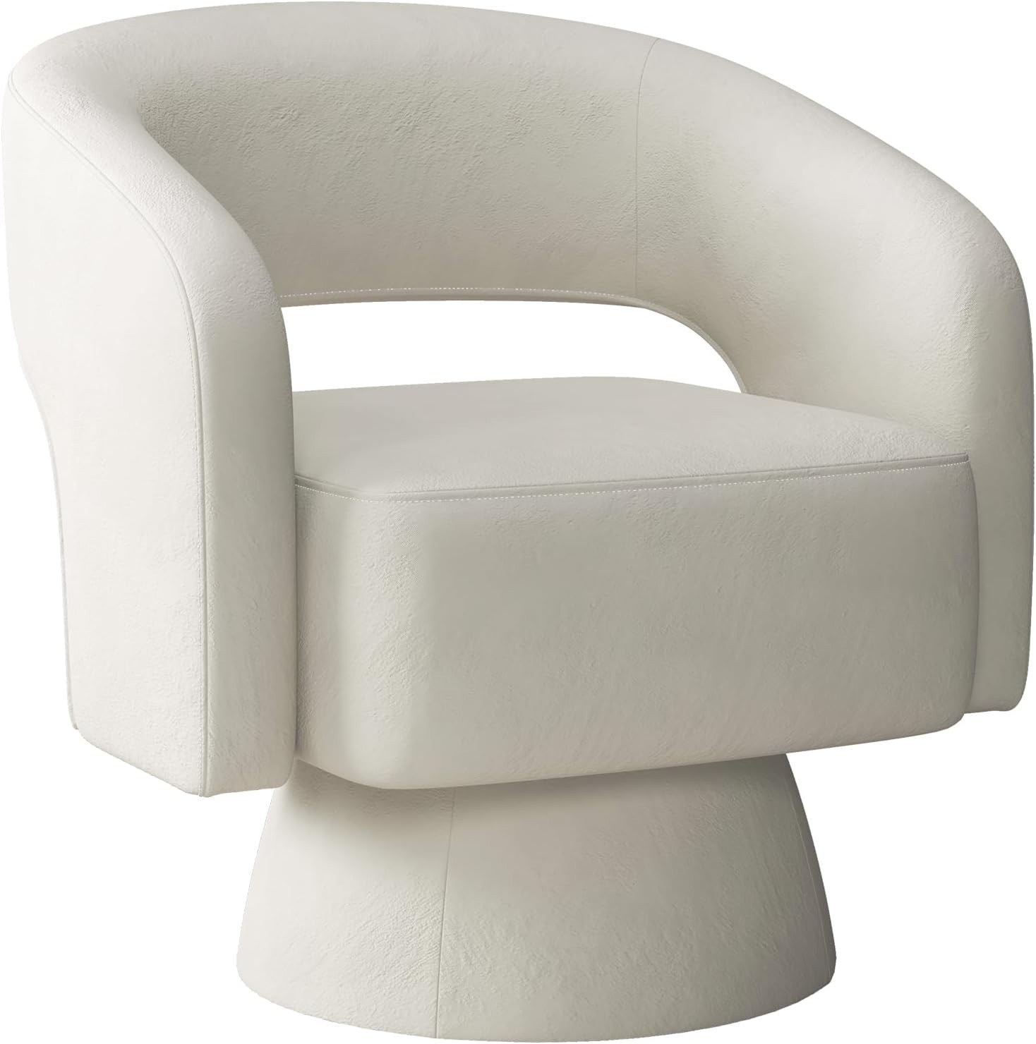 EBELLO Swivel Barrel Chair, Velvet Fabric Swivel Accent Chair with Soft Cushion