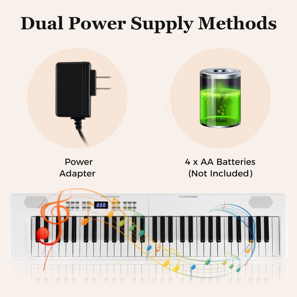 61-Key Foldable Piano Keyboard w/MIDI Split Function Headphone Sustain Pedal