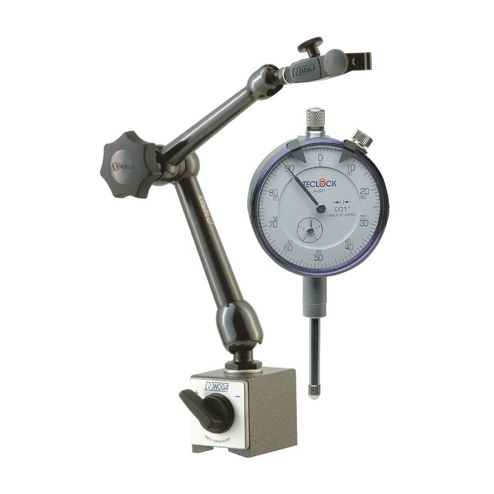 Noga MG61003 Magnetic Base & Teclock 1" Dial Indicator Set