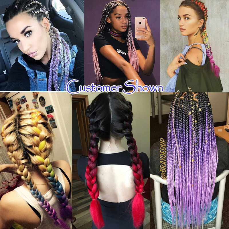 60 Big-color Jumbo Braiding Hair Extensions Braids Twist Ombre Kanekalons 24"