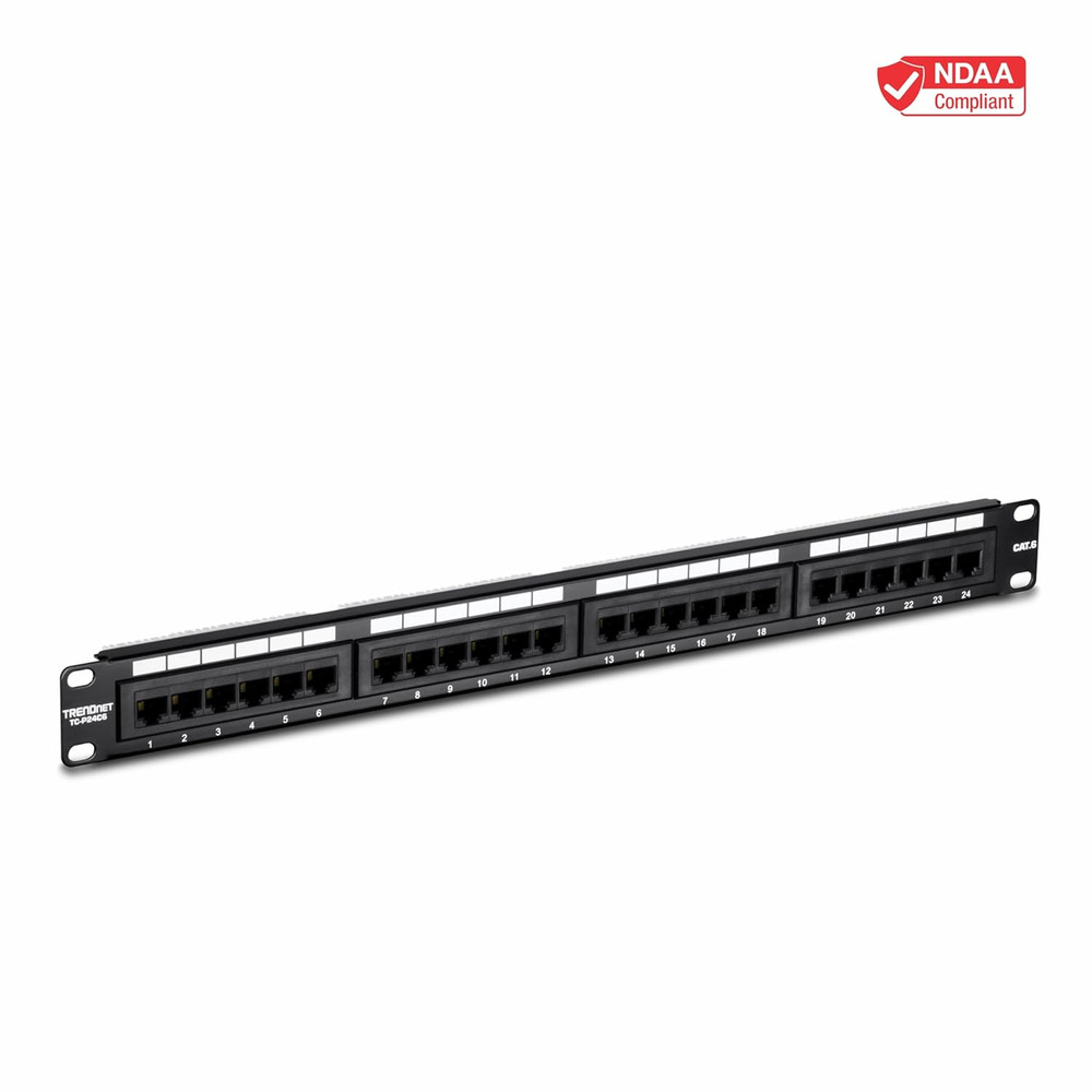24-Port Cat6 Unshielded Patch Panel, Wallmount or Rackmount, Compatible with Cat