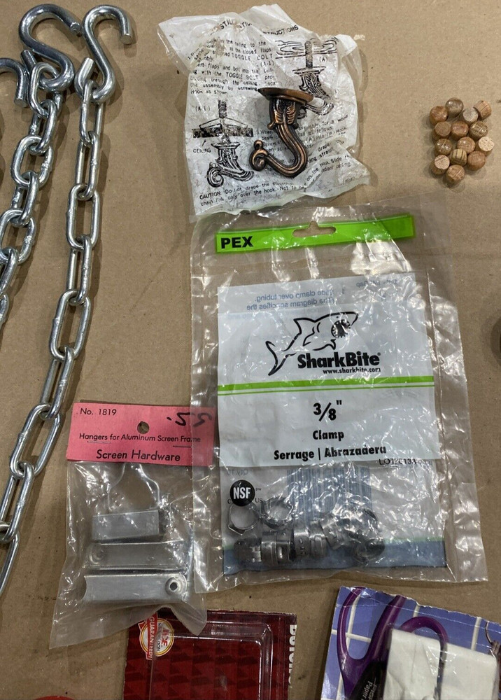 This Old House DIY NOS & Used Hooks Chains Knobs Pulls Clips Hinge Screws Clamp