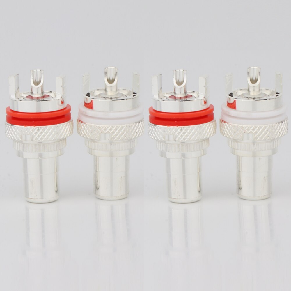 8pcs Silver Plated RCA Socket Phono Chassis Panel RCA Jack Female Connector