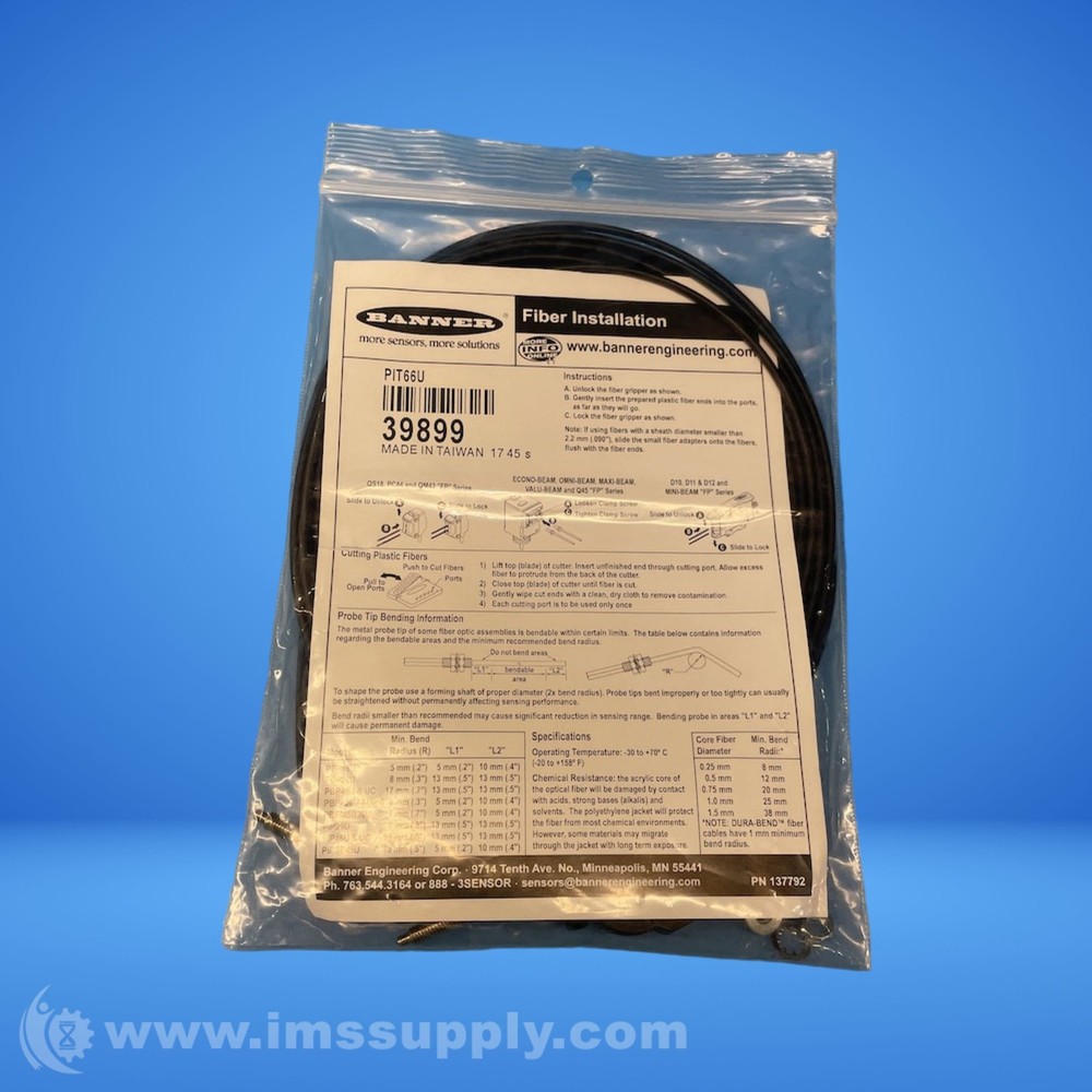 Banner Engineering Corp. PIT66U Inline Fiber Optic Sensor FNFP
