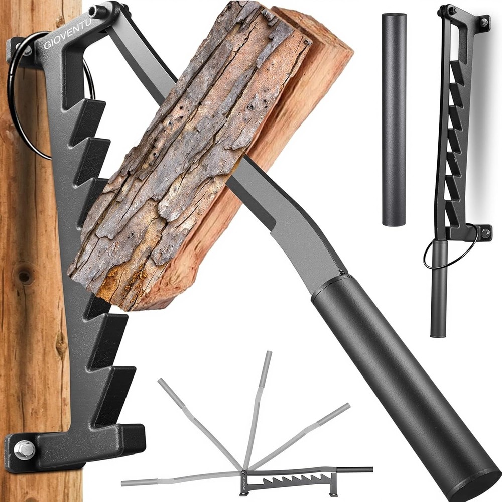 Wall Mounted Firewood Splitter with 7 Teeth / Dual Handle / Portable
