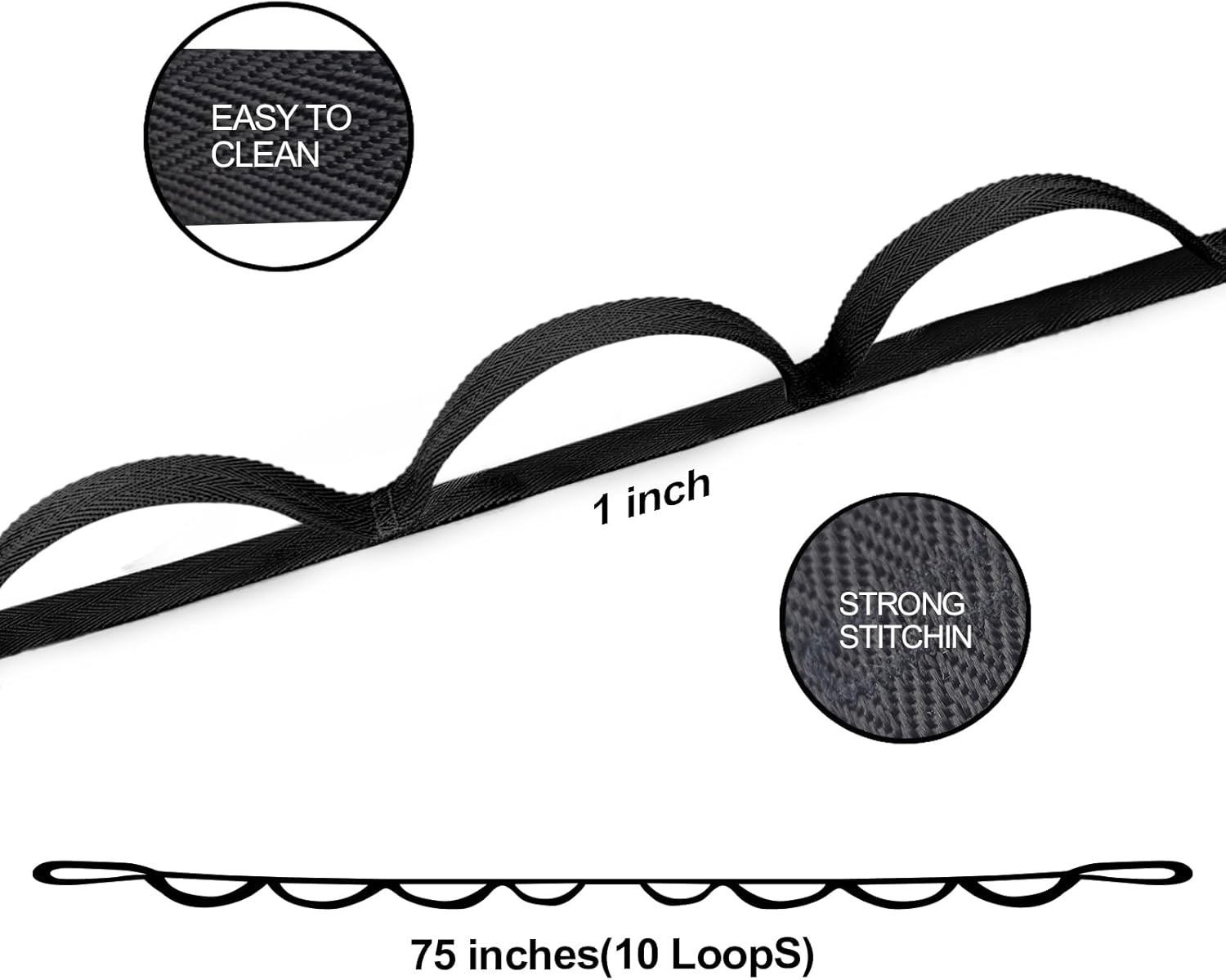 Premium Durable Stretch Straps with Loops, Stretching Strap for Physical Therapy