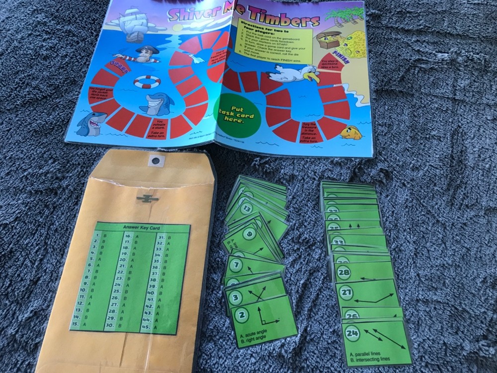 Shiver me Timber! Angles and lines math file folder game grade 4