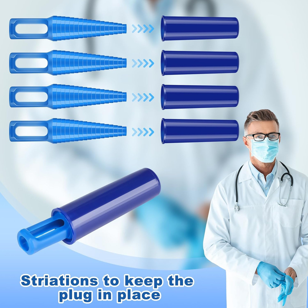 30 Sets Blue Catheter Plug Tube Tip Protectors Individually Packaged