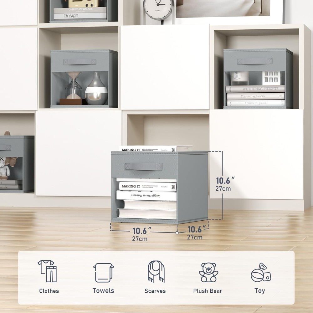 Storage Cubes, Cube Storage Bin, 10 Pack Foldable Storage Cubes with Window, ...