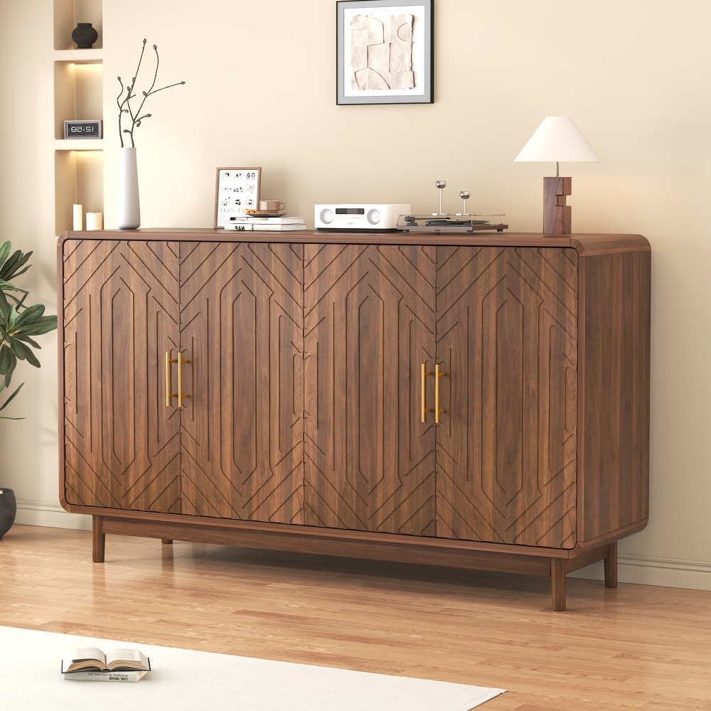 Sideboard Buffet Cabinet With Storage ,Carved 2 Door Sideboard,Multifunctional