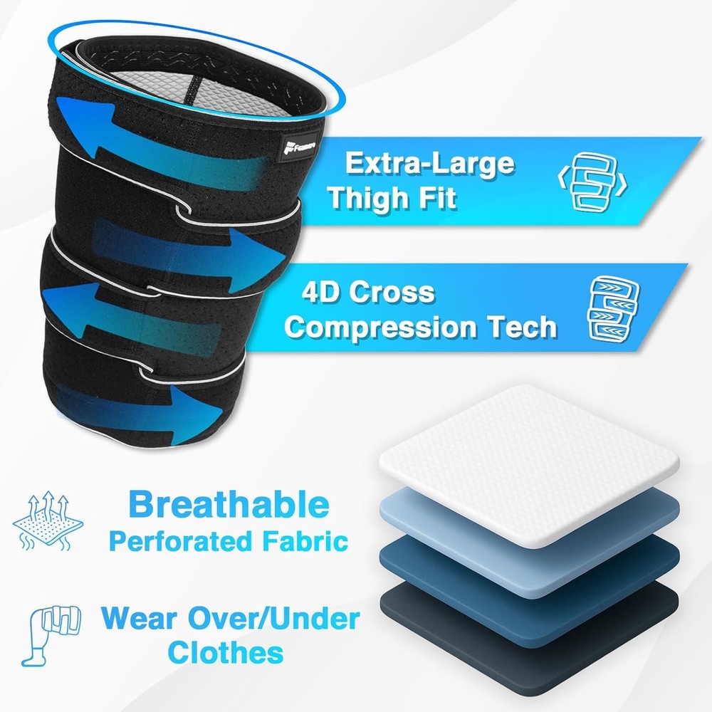 Plus Size Thigh Compression Wrap for Lymphedema & Swelling Relief, Adjustable