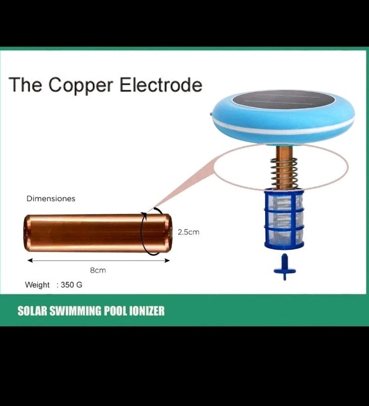 Solar powered Pool Ionizer Kills Algae Reduces Chlorine,Covers up to 35,000 gal