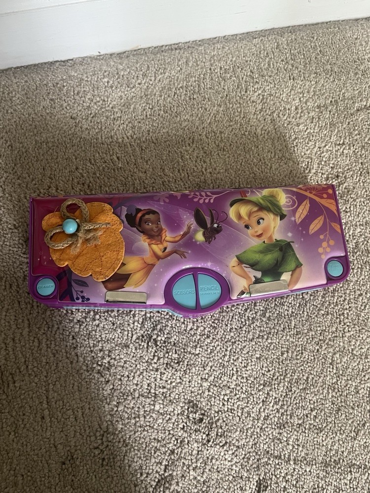 Disney Pixie Hollow Tinkerbell pencil case with buttons Moonstone Magic fairies
