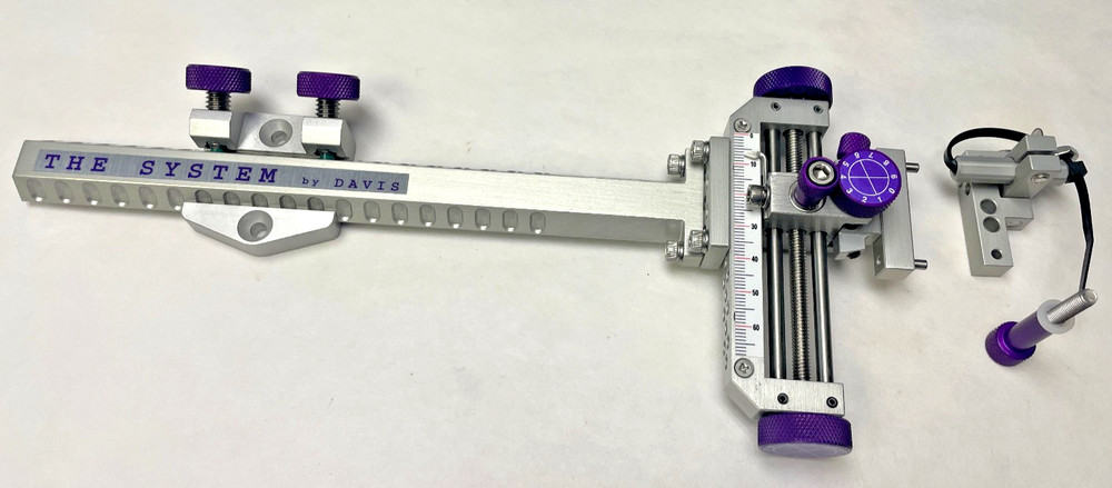 4" DAVIS SIGHT- Double knob mount -8.5" Ext. -Silver/Purple knobs-(15% OFF)