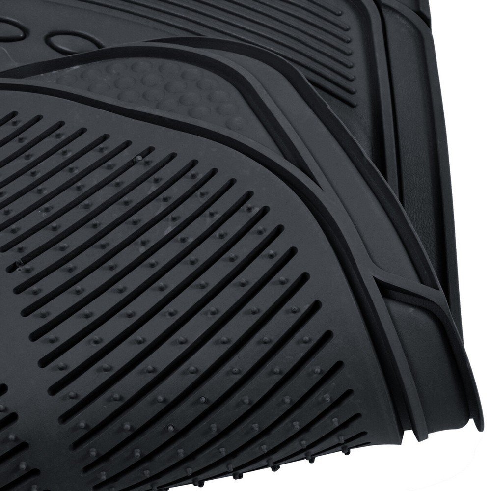 Rubber Car Floor Mats for All Weather Protection Full Front Rear Set HD Black