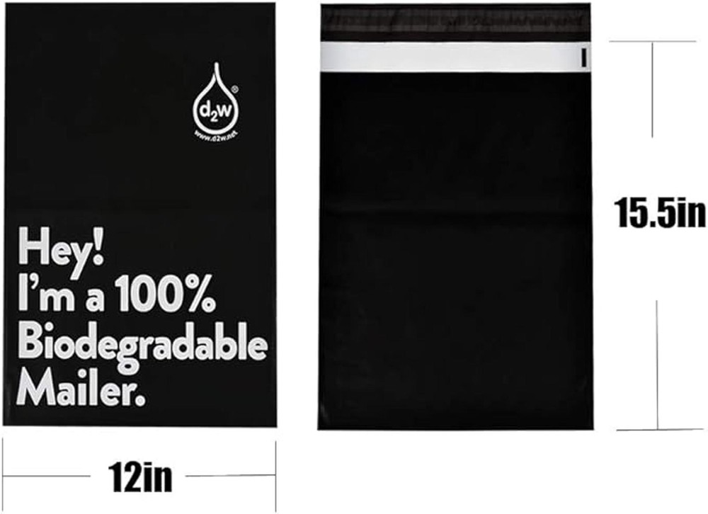 Polymailer Envelopes (10) 12"x15.5" - BIODEGRADABLE - Black