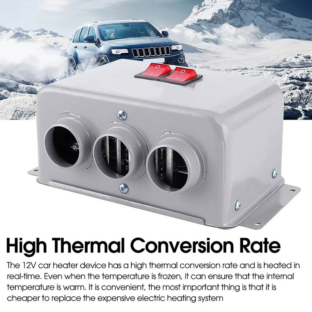 Interior Heater 12V 800W Dual Gear 3 Hole Compact Car Demister Winter Fast Heat
