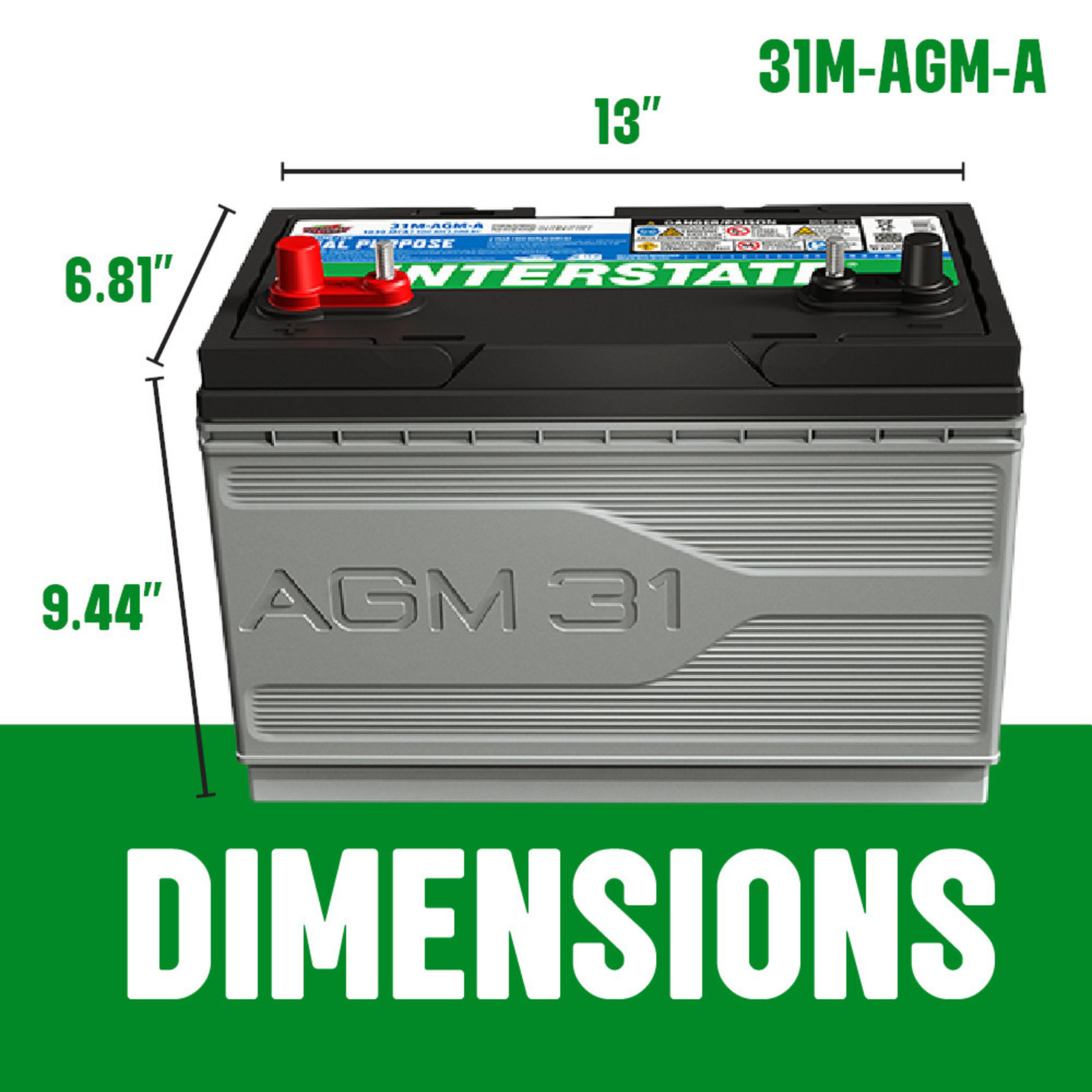 Interstate Batteries Dual Purpose AGM Marine Boat/RV Battery 12V 100Ah 825CCA