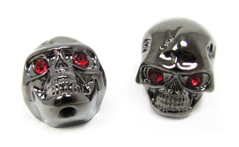 2-pack Dark Chrome Skull Knobs for Guitar/Cigar Box Guitar & more!
