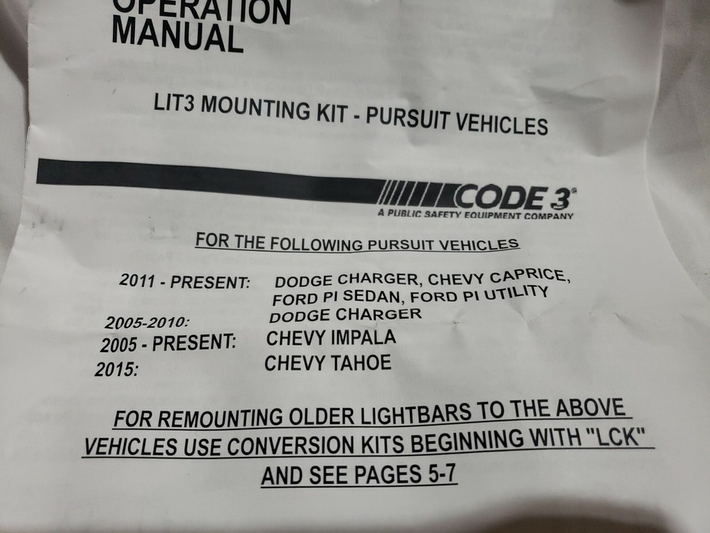 Code 3 LIT3 Strap Kit for Ford PI Sedan