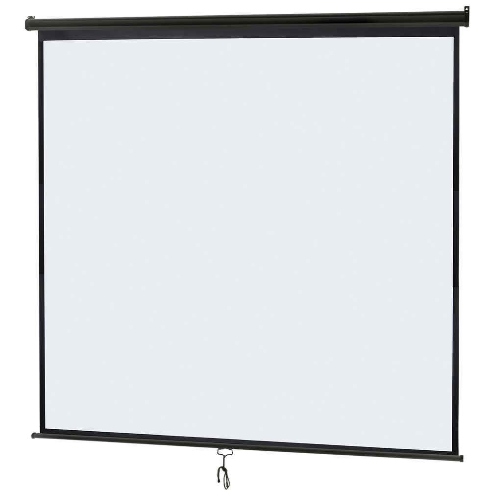 120'' Projection Screen 1:1 HD 4K Manual Pull Down Projector Screen Home Black
