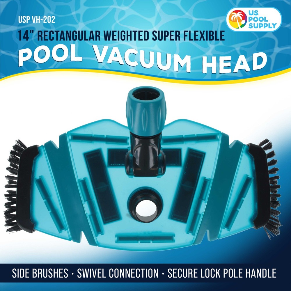 14" Rectangular Weighted Super Flexible Swimming Pool Vacuum Head - Side Brushes