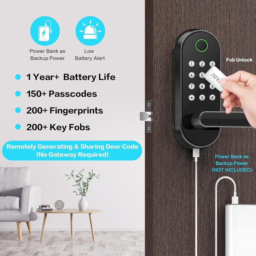 Bluetooth Keyless Entry Handle Lock for Rental Properties