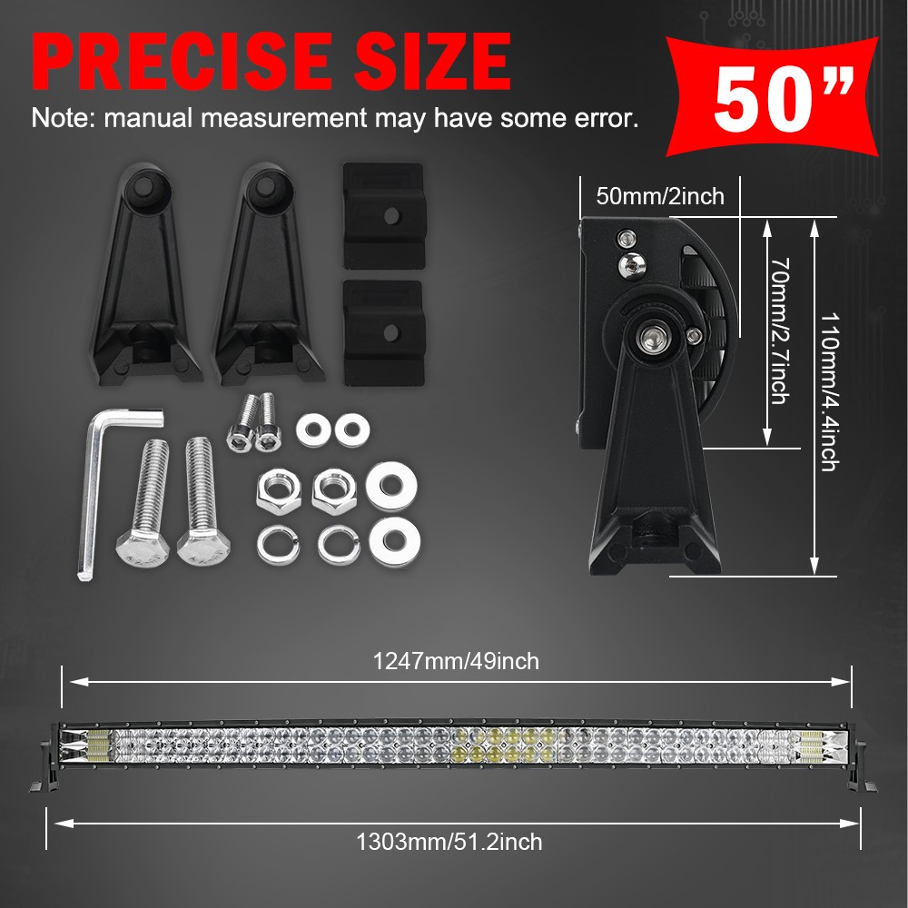 For 07-14 Toyota FJ Cruiser 52" Curved LED Light Bar w/Roof Mount Bracket & Wire