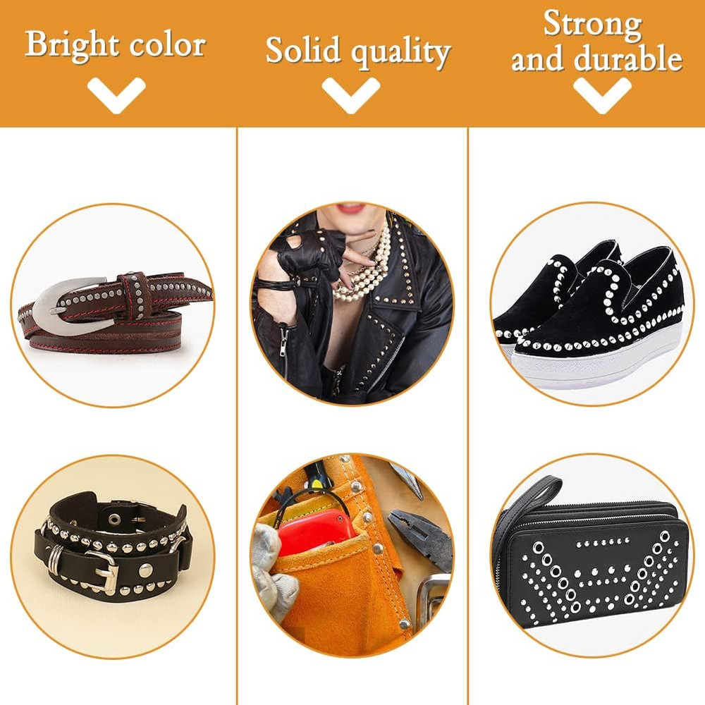 240 Sets Rivets for Leather, Leather Rivets 3 Sizes Leather Double Cap Rivets fo