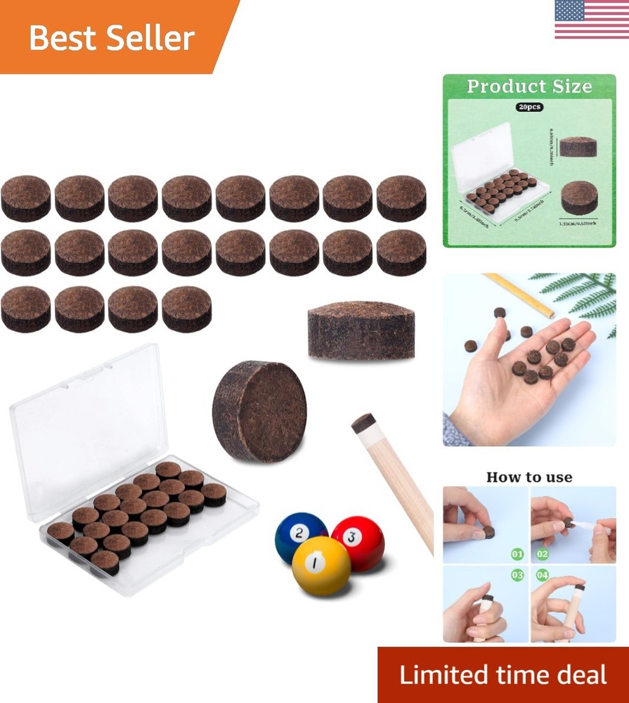 20 Durable Pool Stick Replacement Tips with Storage Box for Snooker Essentials