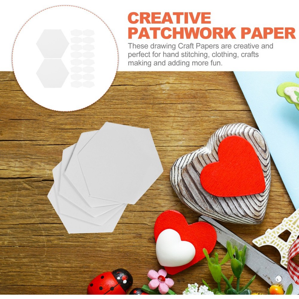 300 Pcs Handwork Craft Paper Patchwork for DIY Reusable Hexagonal