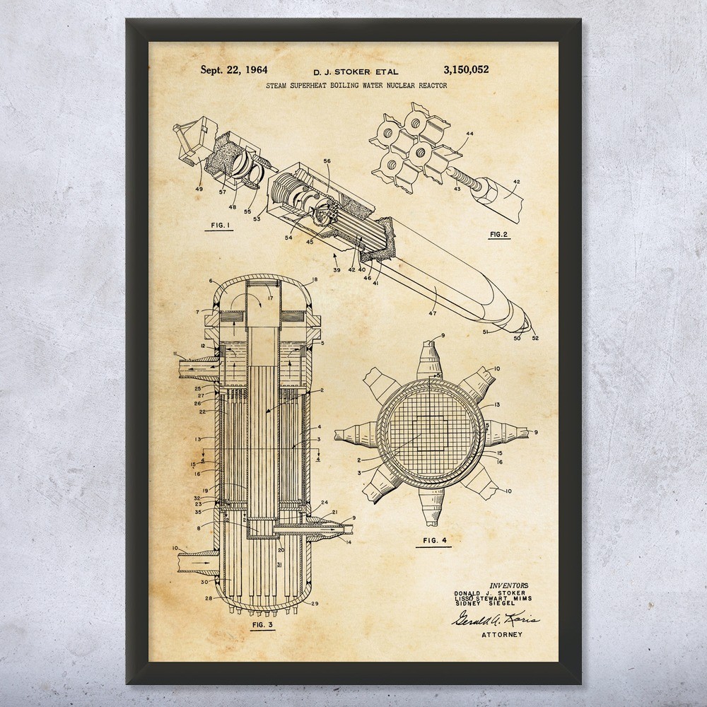 Superheated Nuclear Reactor Patent Wall Art: Power Plant Worker, Physicist Gift