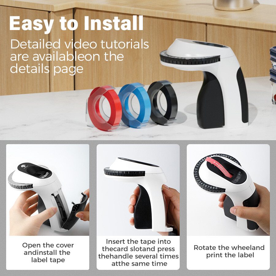 Phomemo Embossing Label Maker with 6PK Label Tapes 9mm E975 Junior Embosser
