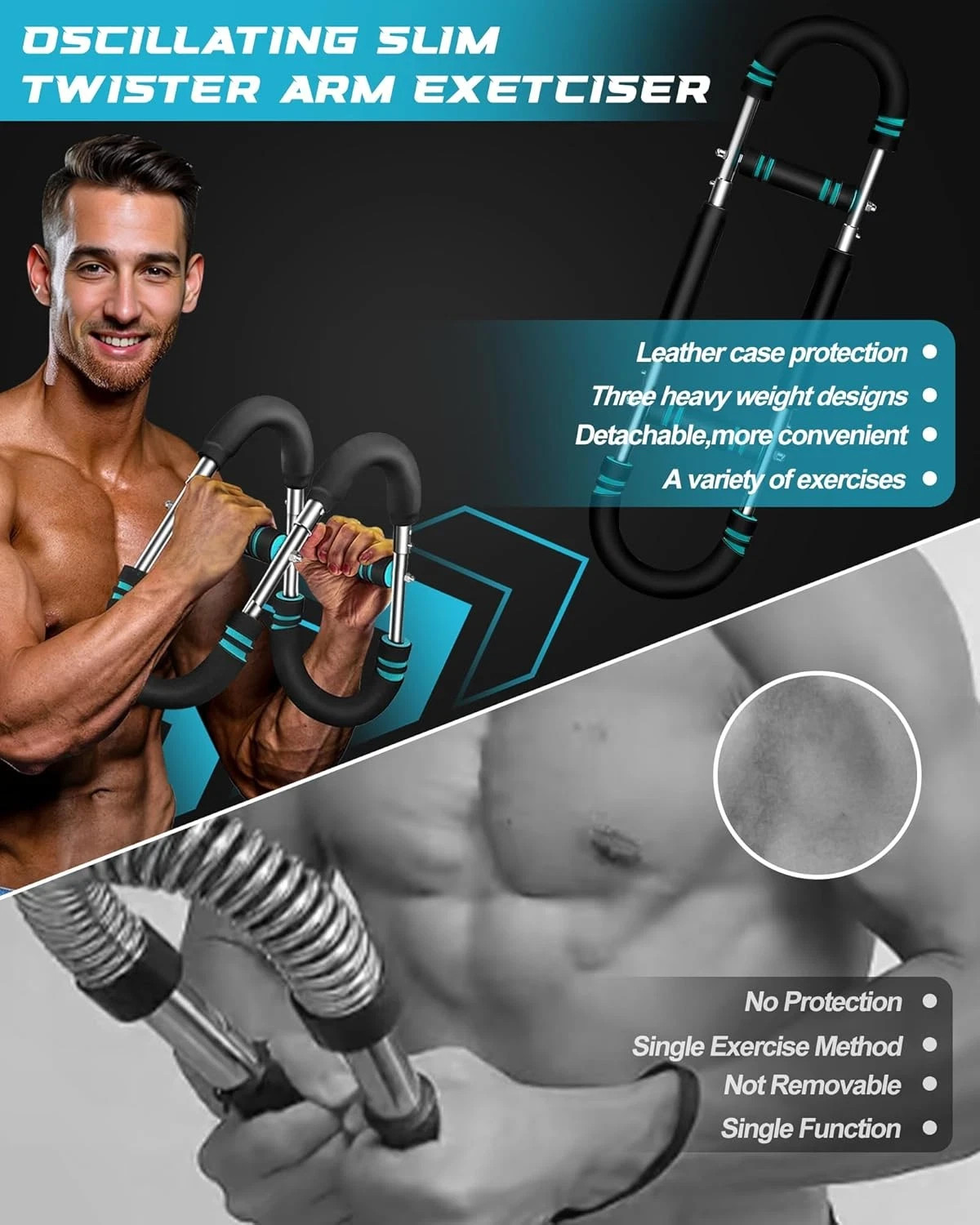 Saker Twister Arm Trainer, 40-100Lb Adjustable Power Twister Bar, Chest Shoulder