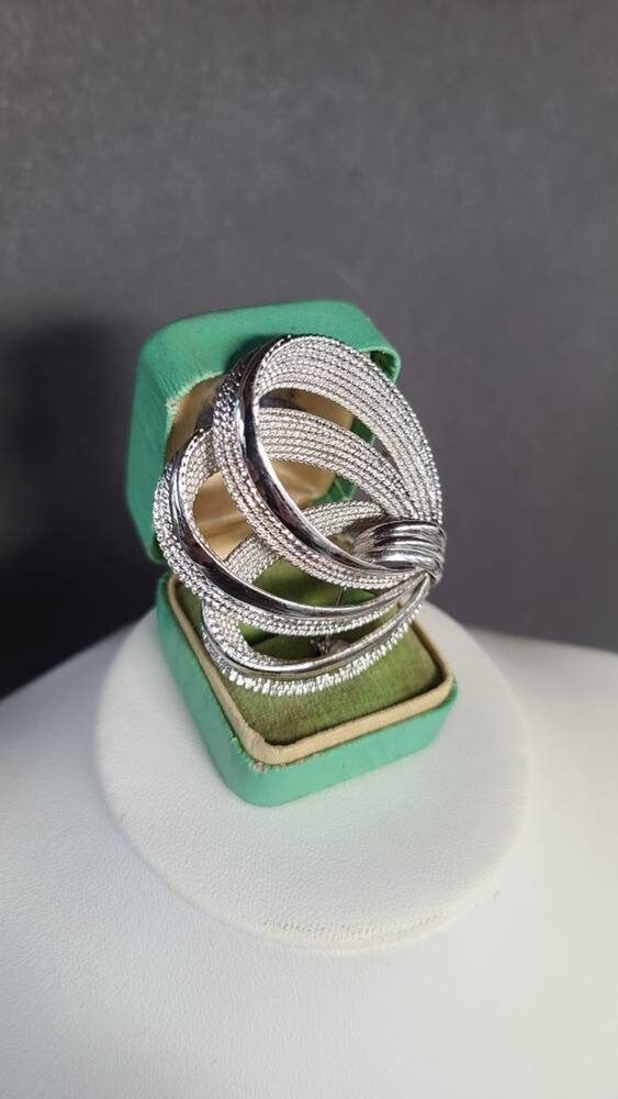 Monet Silver Triple Loop Bow Brooch