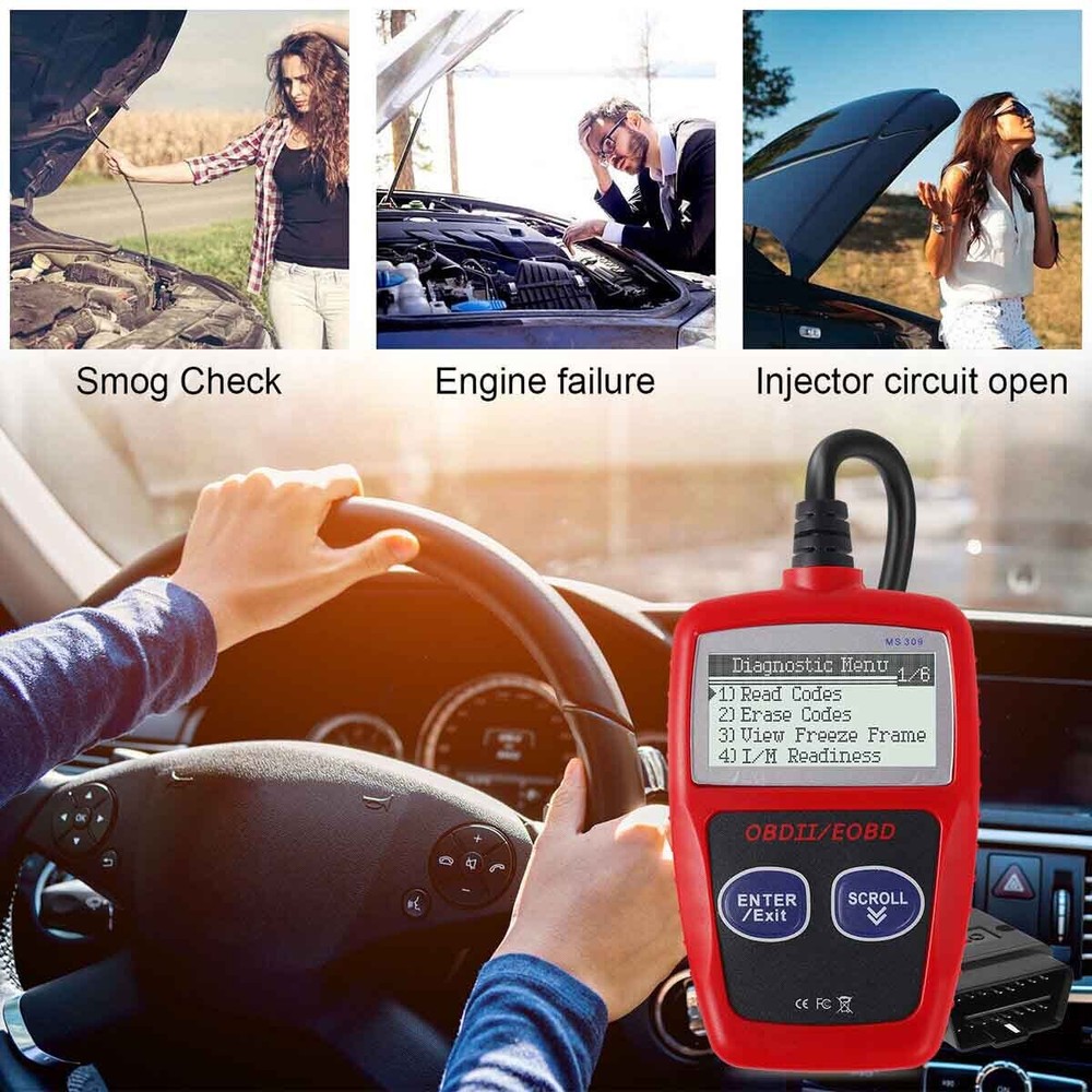 OBD2 Scanner MS309 Code Reader Check Engine Light and Emission Monitoring Status
