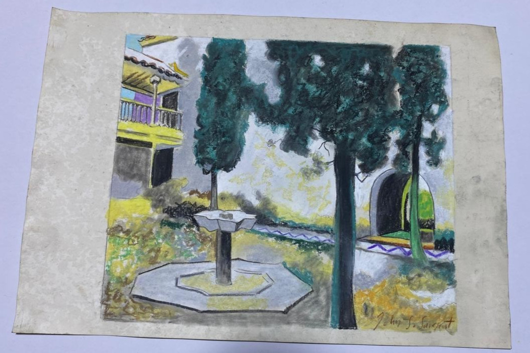 JOHN SINGER SARGENT Drawing on paper (Handmade) signed and stamped mixed media.