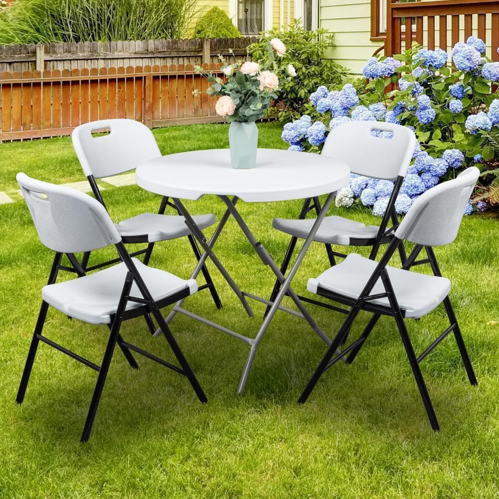 4Pcs Plastic Folding Chairs Stackable Garden Patio Wedding Party Chair White